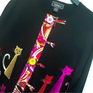 🔥ARTSY JACKET ESTATE FIND! VTG RETRO BOBBIE C APPLIQUÉ CAT LADY ROULEAU LOOP 1X